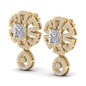 Boucles d'oreilles REYES de haute qualité en diamant de laboratoire CVD taille princesse de 1,7 carat en or massif 14K 18K pour mariage, bijoux fins - Product Image 3