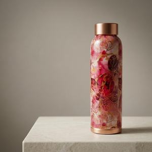 Bouteille d'eau isotherme en cuivre imprimé de qualité supérieure, motif floral, réutilisable, pour le bureau, la salle de sport, la décoration de la maison - Product Image 3