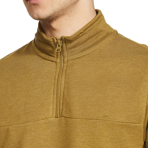 Sweat-shirt en molleton léger à col montant, coupe classique, couleur moutarde, avec logo brodé personnalisé de haute qualité, fermeture éclair quart de tour, unisexe - Product Image 4
