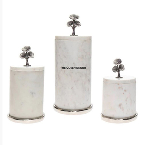 ชุดกระป๋องเก็บของในครัว 3 ใบ พร้อมฝาโลหะ ดีไซน์มาตรฐานพิเศษ ตกแต่งด้วยใบทองเหลืองสุดหรู - Product Image 4