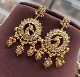 Conjunto de collar de tono dorado de diseño único exclusivo de calidad superior pulido Premium tradicional con pendientes para mujer para boda - Product Image 2