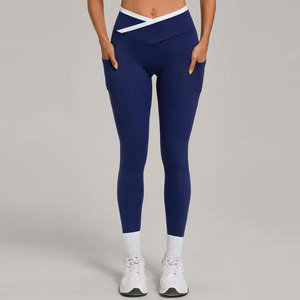 Nuevos leggings de cintura cruzada para mujer, pantalones de yoga elásticos con bolsillos, pantalones deportivos para correr y fitness, pantalones deportivos para mujer - Product Image 6