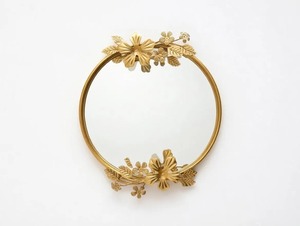 Decorative Flower Accent Gold Wall Mirror F\Suitable For Hallway And Lobby Creates Eye Catching Wall Statement From India - Product Image 3