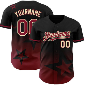 Maillot de baseball personnalisé Yourteams 00, impression sublimée, noir, blanc, rose, étoiles, manches courtes, unisexe, adulte, évacuation de l'humidité - Product Image 5