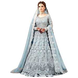 Robe de mariée traditionnelle indienne et pakistanaise pour femmes, tenue de soirée formelle, robe de mariée longue maxi, vêtements élégants - Product Image 1