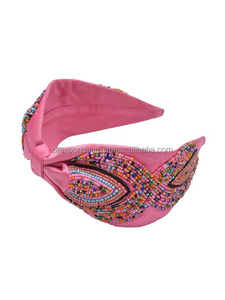 Bandeaux pour cheveux perlés, bandeaux en tissu multicolores pour femmes et enfants, bandeaux de haute qualité, style américain, brodés pour enfants - Product Image 5