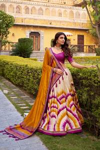 Ensemble élégant de lehenga en soie imprimée Tasar avec dupatta en soie Vichitra imprimée pour les exportateurs et les détaillants de vêtements ethniques B2B - Product Image 2