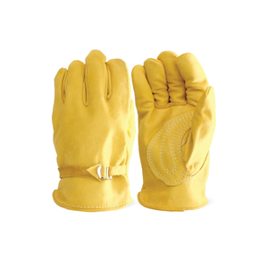 Yellow Leather Safety Gloves with Elastic Wristlet Anti-Slip Fireproof Waterproof Latex-Free Durable General Purpose - Product Image 4