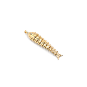 Pendentif en laiton plaqué or 18 carats en forme d'œil de poisson avec zircone cubique pour la fabrication de bijoux et colliers - Product Image 1