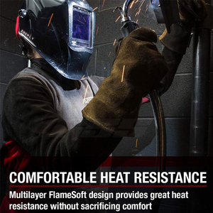 Guantes de Soldadura de Piel de Vaca Resistentes a Altas Temperaturas, Guantes de Trabajo Anti-Quemaduras para Soldador, Precio Económico, Venta al Por Mayor, OEM - Product Image 5