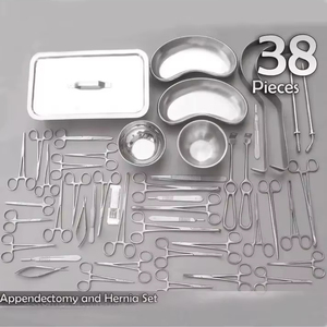 ชุดเครื่องมือผ่าตัดถอดไส้ติ่งและไส้เลื่อน 38 ชิ้น ของ Azicon ชุดเครื่องมือผ่าตัดเนื้อเยื่อช่องท้อง คีมห้ามเลือด คีมถ่างเนื้อเยื่อ - Product Image 1