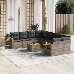 Ensemble de canapés de jardin gris avec coussins, résistant aux UV, en rotin PE, mobilier d'extérieur au design contemporain, imperméable, pour usage en extérieur - Product Image 1
