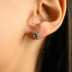 Elegant Natural Green Sapphire Starburst 925 Sterling <b>Silver</b> <b>Stud</b> Earrings For Women Party Wear Accessories - Product Image 4