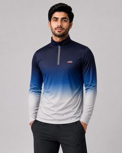 T-shirt pour homme à demi-zip avec sublimation, services de fabrication OEM, ODM et de marque privée, respirant, coupe classique - Product Image 1