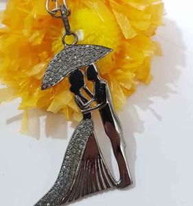Rainy Love - Joyería Vintage de Plata de Ley 925 con Diamantes Naturales Engastados, Chapado en Rodio Negro, Tamaño 45x30MM, para Boda - Product Image 4