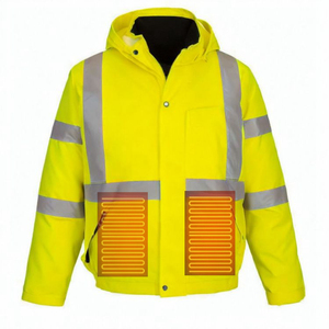 Men's Hi Visibility Reflective Work <b>Jacket</b> Yellow with <b>Silver</b> Stripes Button Front Safety Coat - Product Image 4
