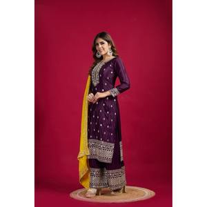 ชุดออกแบบด้านบนด้านล่างและ dupatta พร้อมงานเย็บปักถักร้อยลำดับขนาด XL - Product Image 4
