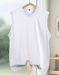Men's <b>Yellow</b> Sleeveless <b>Tank</b> <b>Top</b> O-Neck Solid Color Casual Breathable Quick Dry Knitted 120g Printed Polyester/Cotton Summer - Product Image 1