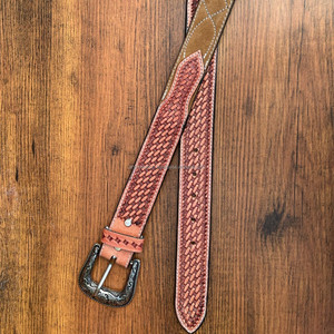 Handmade Premium Suede Leather Belts with <b>Boot</b> Stitch & Western Basket Weave Cow Leather Cowboy & Cowgirl Belts for <b>Men</b> & Women - Product Image 4