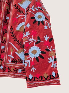 Manteau brodé floral de style chinois rouge, col mandarin, manches longues, grande taille, vêtements d'extérieur décontractés pour femmes, vêtements d'hiver - Product Image 4