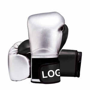 Gants de boxe antidérapants en soie rouge et argentée, à doigts entiers, avec fermeture personnalisable, équipement d'arts martiaux pour adultes - Product Image 6