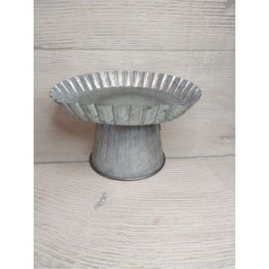 Industrial Galvanized Metal <b>Cake</b> <b>Stand</b> Rustic Fluted Pedestal Dessert Display Holder Farmhouse Wedding Party Table Centerpiece - Product Image 1