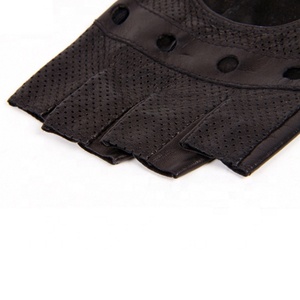 Gants de conduite en cuir pour hommes en peau de chèvre sans doigts de style court avec fermeture à bouton Dressing élégant pour un usage quotidien/décontracté - Product Image 5