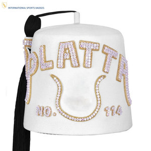 Chapeau Fez Maçonnique Traditionnel de Luxe de Haute Qualité avec Broderie 3D, Réglable, Unisexe, Utilisation Toutes Saisons - Product Image 1