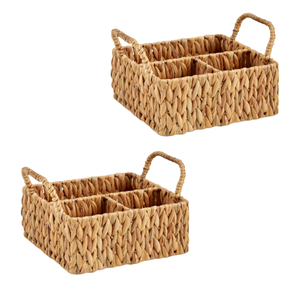 Organisateur multi-usages couleur naturelle, panier en jacinthe d'eau avec poignée, rangement durable de style bohème pour la décoration intérieure, fabriqué au Vietnam - Product Image 3