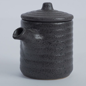 Agung Keramik D-1293 Traditional Textured Charcoal Reactive Glaze Ceramic Soy <b>Sauce</b> <b>Pot</b> 200ml Lid Restaurant Hotel Tableware - Product Image 4