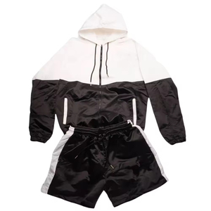 Ensemble short coupe-vent unisexe pour homme, été, 100% polyester, couleur unie, fermeture à cordon, imperméable, taille haute, vêtements de jogging - Product Image 1