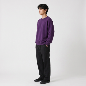 Wholesale custom loopback fleece sweatshirt with screen printing and vintage wash for US clothing brands - Product Image 3