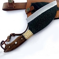 Handgemaakte Viking-kunst industriële ambidextere hakmes van hoog koolstofstaal met vast blad, slagermes, houten handvat