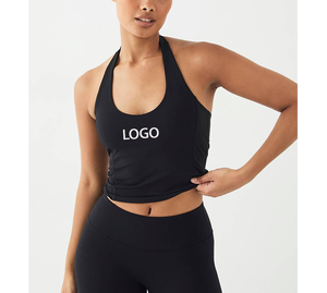 Sujetador deportivo sexy al por mayor para yoga y fitness, con cuello halter, para tenis y entrenamiento, ropa interior ajustada a prueba de golpes, top deportivo elástico 4D sin espalda - Product Image 3