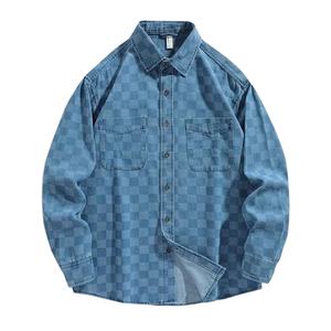 เสื้อเชิ้ตเดนิมผู้ชายลายสก็อต ใส่ได้ทุกฤดู ทั้งลำลองและเป็นทางการ ผ้าไม่ยับ รับตัดเย็บตามแบบ - Product Image 1