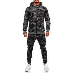 Custom 100% Cotton Terry Grey Camo <b>Oversized</b> Men's Tracksuit Set-Sportswear Sweat Suits Hoodie and <b>Sweatpants</b> for Spring - Product Image 1