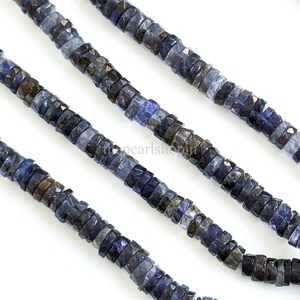 ลูกปัดไอโอไลต์ทรงเหลี่ยมธรรมชาติขนาด 5 ถึง 6 มม. สีน้ำเงิน รูปทรงยางรถยนต์ ลูกปัดพลอยหลวมสำหรับทำเครื่องประดับ ขายส่ง - Product Image 4