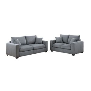 Set Divano e Poltrona Classico in Corduroy a 2 Pezzi per Soggiorno, con Braccioli Quadrati e Cuscini Morbidi - Product Image 2