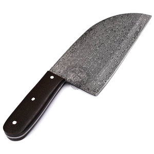 Custom Handmade Damascus Steel 12" Full Tang Serbian <b>Kitchen</b> Cleaver <b>Knife</b> Brown Micarta Handle Raindrop Surface Ambidextrous - Product Image 5