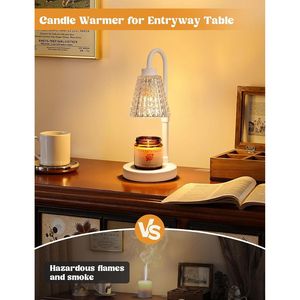 Dimmable White Crystal Candle Warmer Lamp <b>Timer</b> Height Adjustable Wax Melts Warmer for Birthdays Jar Candles-Product Candle - Product Image 4