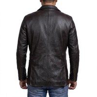 Blouson coupe-vent en cuir PU pour homme, col rabattu, simple boutonnage, respirant, coupe droite, automne-hiver, personnalisable sur le devant