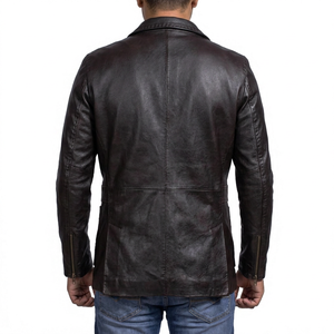 <b>Men</b> PU <b>Leather</b> Jacket <b>Blazer</b> Coat Turn-down Collar Single Breasted Regular Fit Autumn Winter Custom Logo - Product Image 3