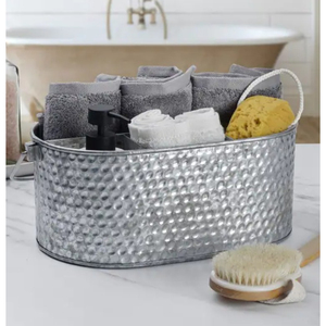 Porta cubiertos de metal galvanizado martillado de primera calidad con asa y 4 compartimentos para encimera de cocina y mesa de comedor - Product Image 1