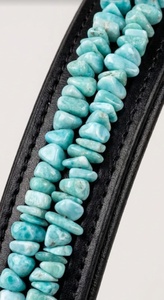 Turquoise Lucky Stone Horse Browband | Natural Raw Gemstone Equestrian Bridle Accents | Premium Black Leather Padded - Product Image 3