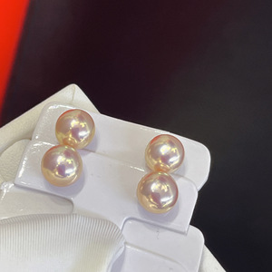Pendientes de Perlas de Agua Dulce sin Semilla de 7-8 mm, Cuentas Gruesas Tipo Mantou, Plata S925, para Mujer - Venta al por Mayor - Product Image 1