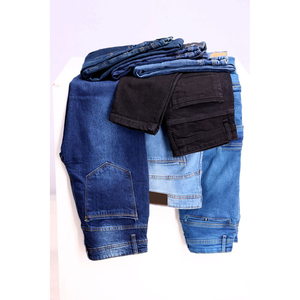 Jeans pour hommes en denim bleu coupe droite, en coton, très extensibles, style vintage, vente en gros - Product Image 6