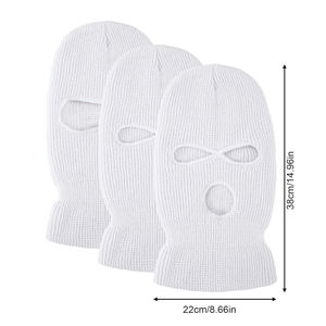 Cagoule tricotée unisexe à 3 trous, couvre-visage intégral, respirante, imperméable, réglable, coupe-vent, pour sports de plein air, blanche - Product Image 2