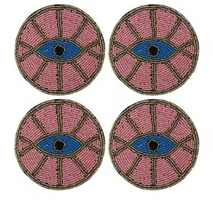 Classic Seed Beads <b>Coaster</b> Handmade Elegant Home Decor Piece Artistic <b>Beaded</b> Embroidery <b>Coaster</b> Colorful Tabletop Styling - Product Image 5