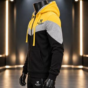 <b>Sherpa</b> <b>Lined</b> Solid Winter Sweatshirt Jacket with Hood Digital Printed Polyester/Cotton Blend Available in All Sizes - Product Image 3