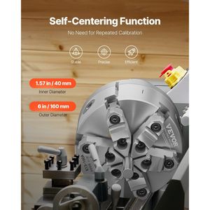 6-Inch 6-Jaw Lathe Chuck with Self-Centering Feature D1-4 <b>Cam</b> <b>Lock</b> Backing Plate 0.12-5.71 (3-145 Mm) Clamping Range - Product Image 3